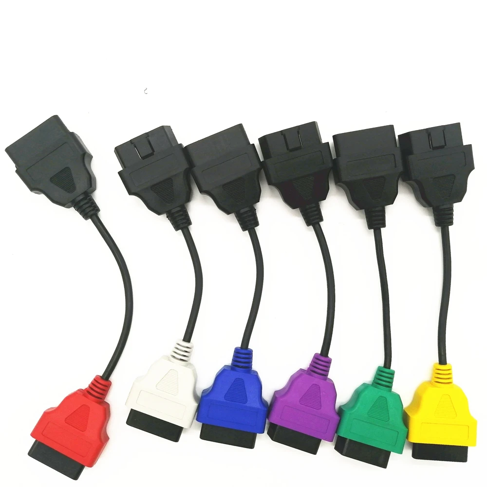 Nieuwste 6 Kleur Auto OBD2 Connector Diagnose-Adapter Kabel Voor Fiatecuscan En Multiecuscan Voor Fiat Alfa Romeo En Voor Lancia