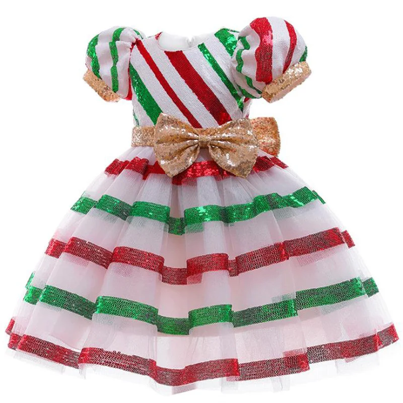 Princess Kids Baby Christmas Wedding Dress Sequins Bow Party Dress For Girl Tutu Kids Clothes Children New Year Dresses Clothing