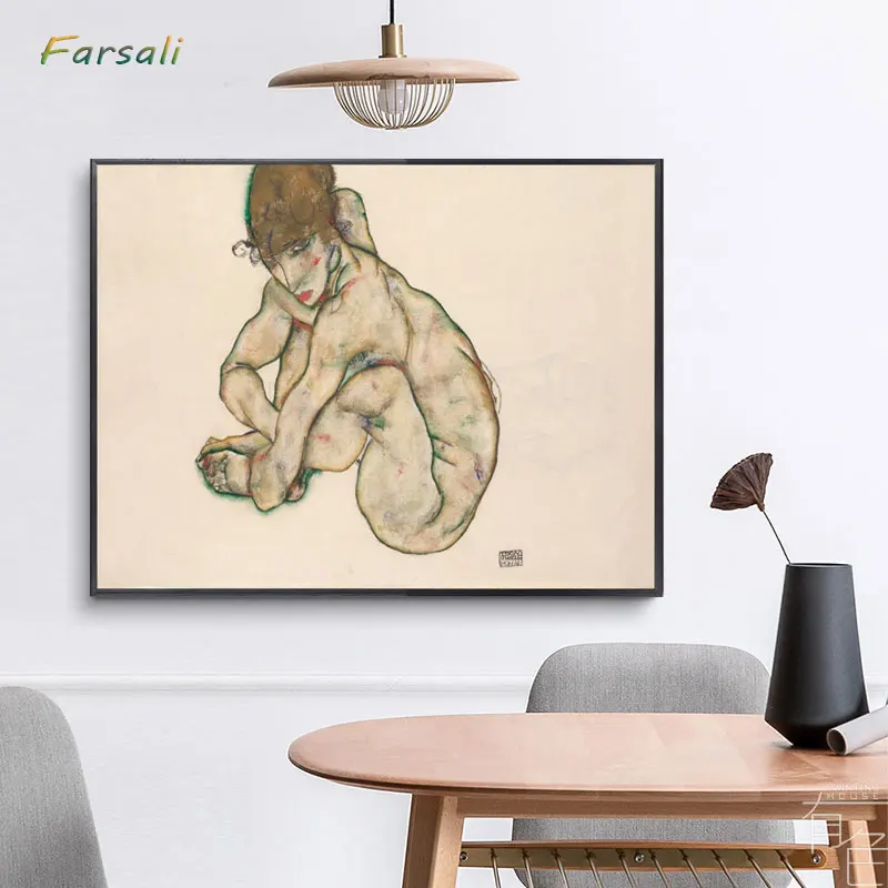 Egon Schiele مجردة الرجعية النفط اللوحة الأصفر مدينة قماش الفن طباعة ملصق صورة جدار ديكورات منزلية الجداريات/طباعة فنية
