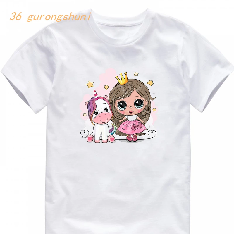 tshirt girl cute unicorn cartoon t shirt children girls-clothing Casual tops kids clothes boys t shirts baby boy Horse t-shirts