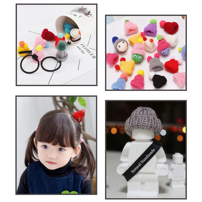 30 pz lavoro a maglia Mini Pompon cappelli fai da te artigianato arte forniture copricapo accessori per capelli spilla uncinetto giocattoli gioielli