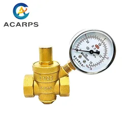 High Quality Adjustable  Water Reducing Valve Female Thread Brass Pressure Gauge Regulator Valves With Gauge Meter