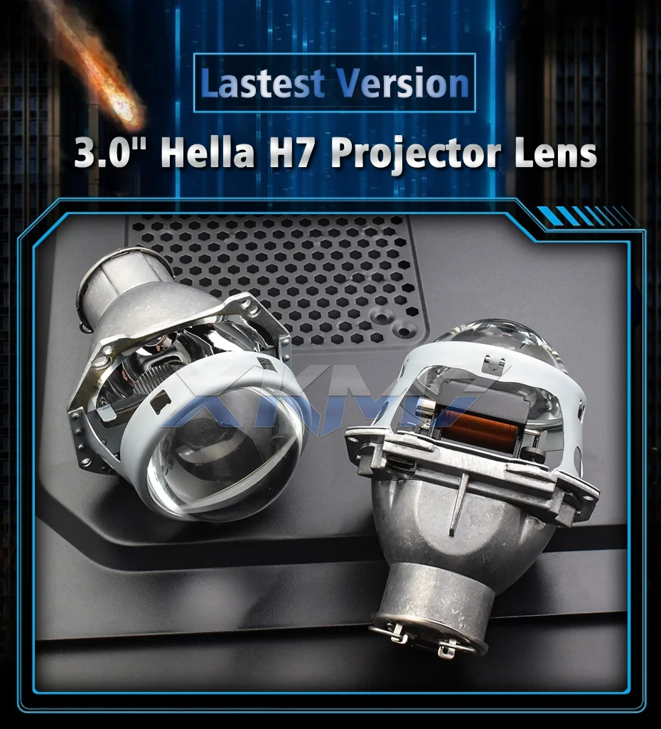 Bi-xenon Projector Lens For Hella 3R Frame 3-Inch H7 D2S HID LED Halogen Lens Headlight Retrofit Car Accessories Full Metal Kit