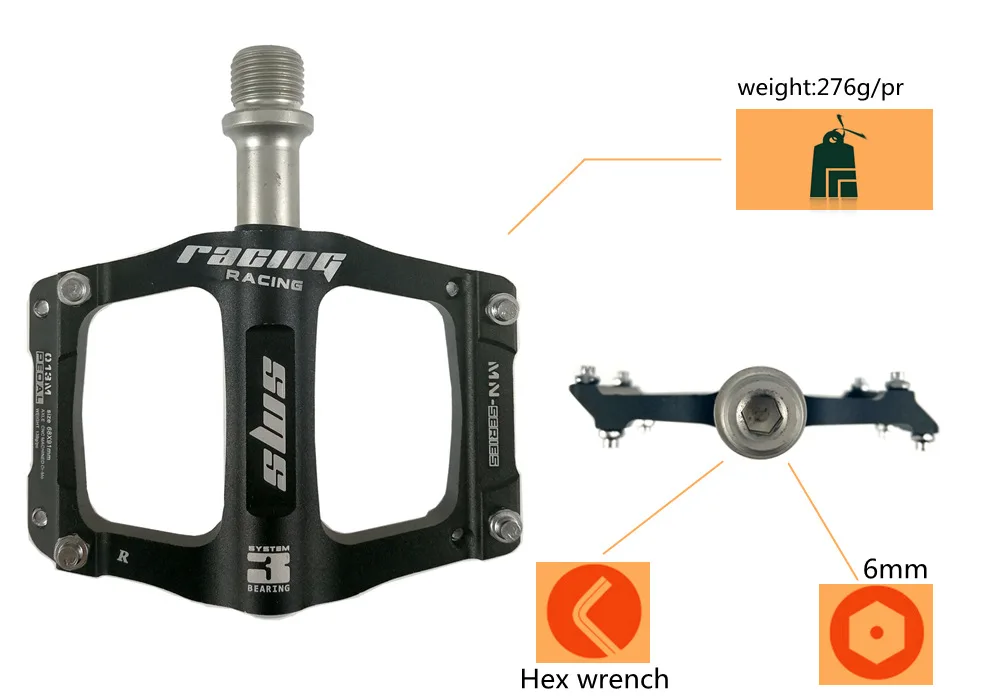 1 Pair Ultralight CNC Aluminum Alloy Mountain Bike Platform MTB 3 Bearings Non-slip Road Bicycle Pedal Cycling Parts