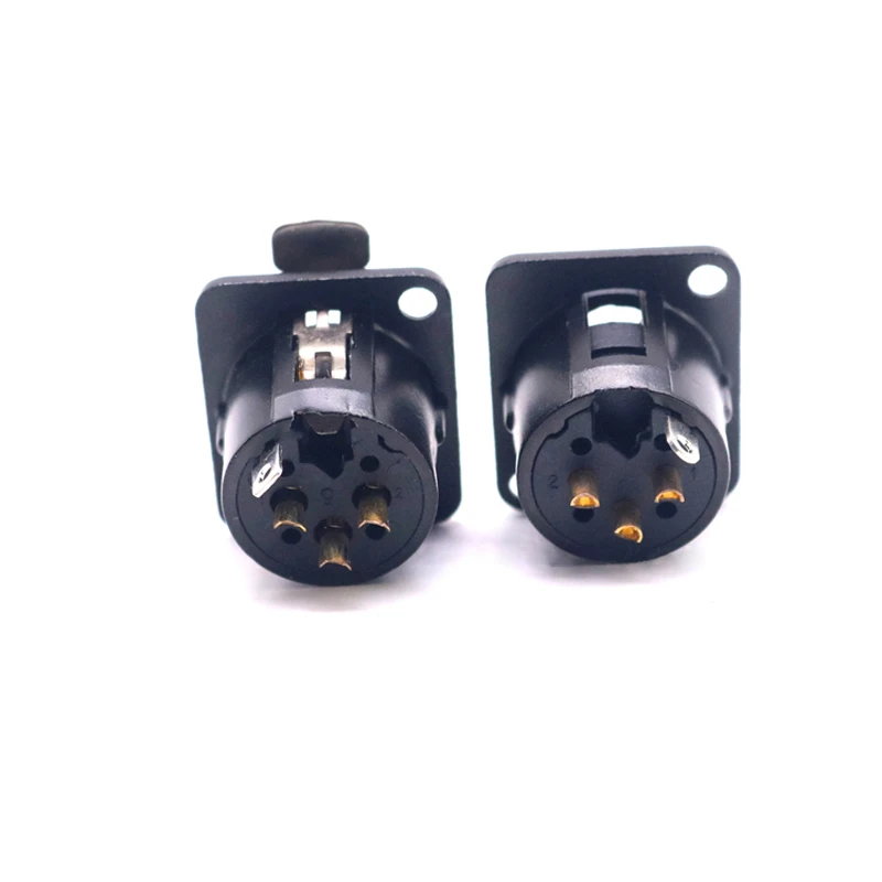 2 Stück Messing vergoldeter Stecker Hi-End XLR 3-Pin Stecker Chassis Panel Buchse für CD-Verstärker – Detail 5