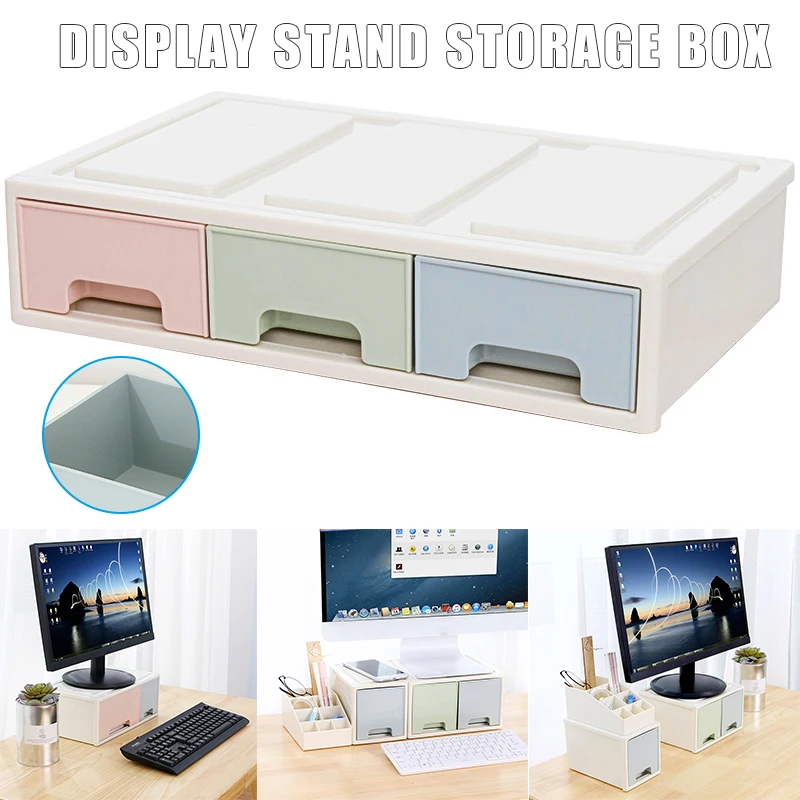 

New LCD Monitor Stand Bracket with Office Drawer Storage Box Storage Box Organizer for Desktop GK99