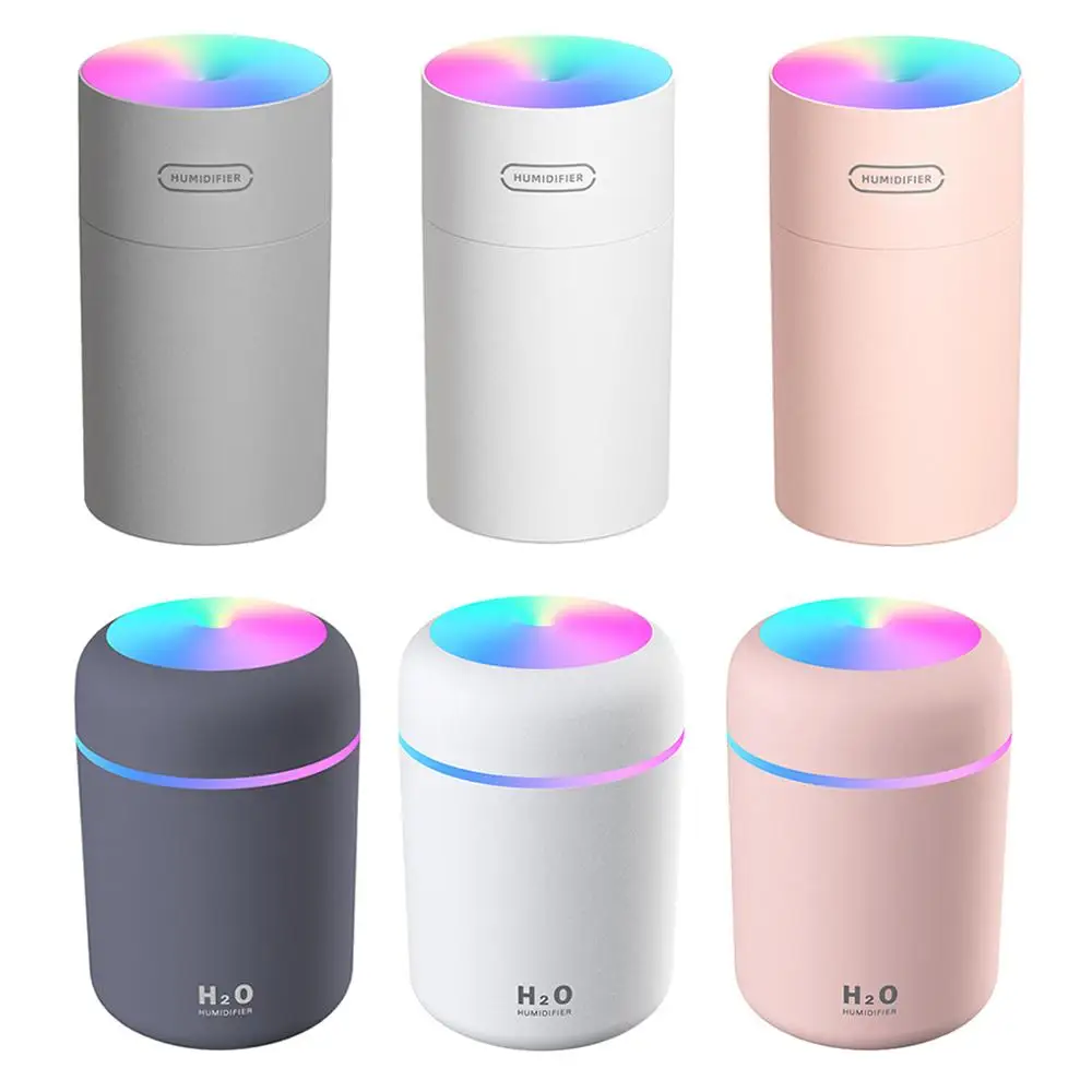 USB 초음파 미니 초음파 아로마 디퓨저 270ml, 자동차 홈 미스트 메이커, 7 가지 색상 야간 LED 조명 사무실 공기 청정기