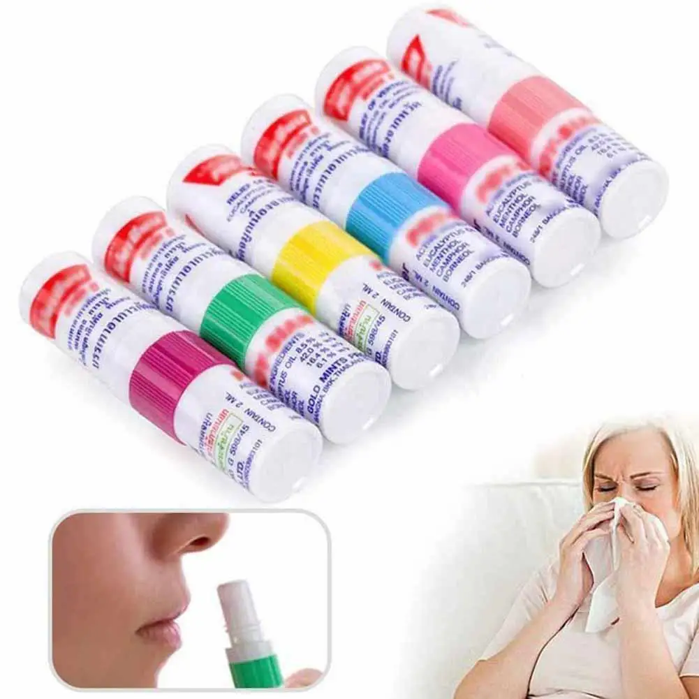 Thailand Mint Cylinder Nasal Inhaler Refresh Brain Anti Fatigue Cure Stuffy Nose Rhinitis Nasal Aspirator 1PC