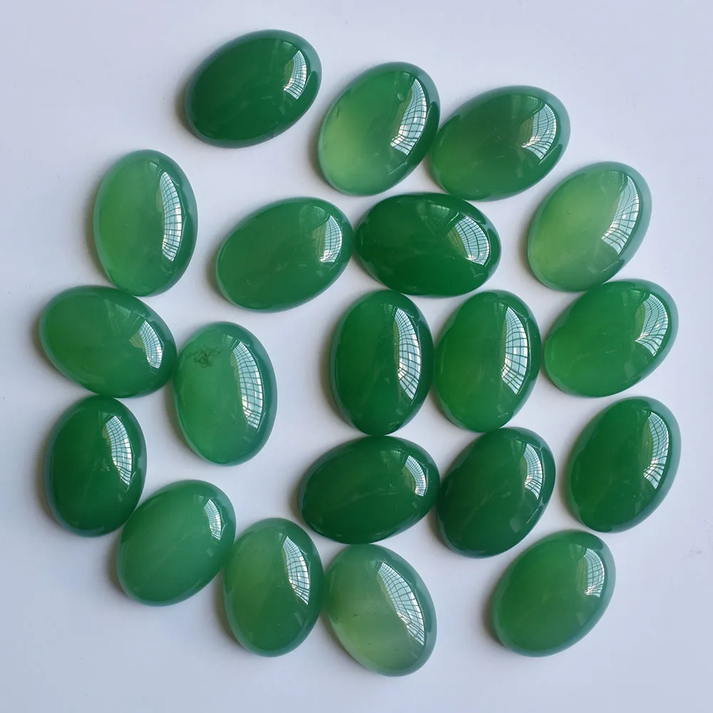 Modische, hochwertige natürliche grüne Achat-Cabochons, oval, 25x18mm, Perlen für die Schmuckherstellung, Großhandel, 20 Stück/Los, kostenloser Versand. – Detail 1