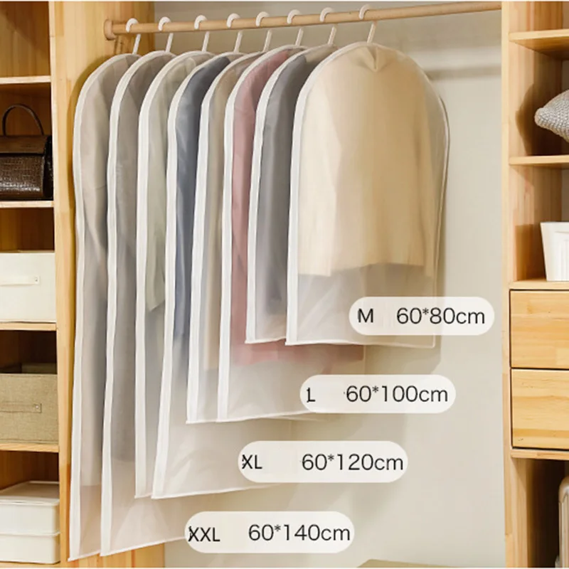 Translucent Frosted Clothes Dust Covers with Zipper, Hanging Clothing Bag, Dustproof Suit Case, Home Coat Cover, 12 Pcs