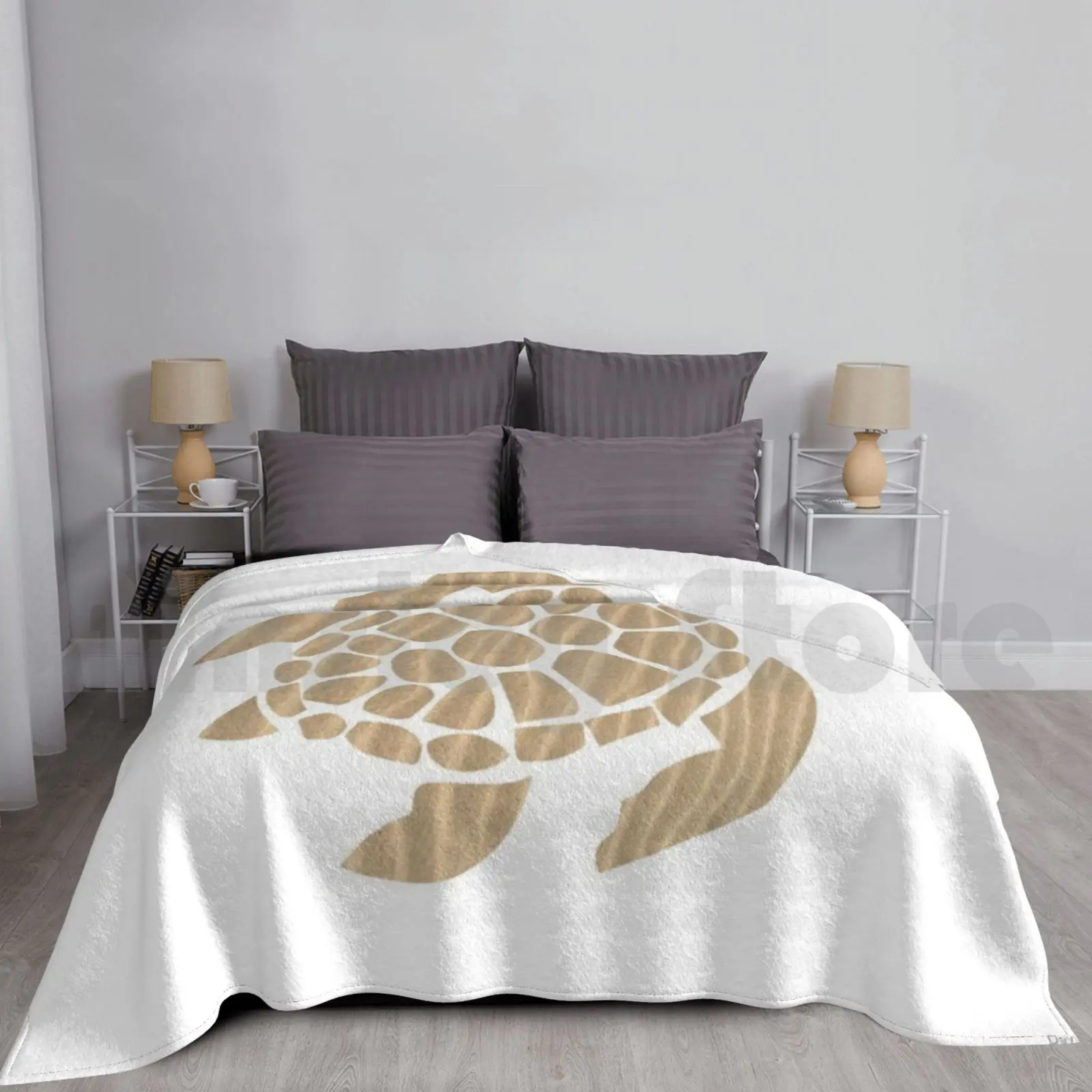 Blanket Sand Sea Turtle 1279 Sand Sea Turtle Brown Water Sand Sea Life Beach Yellow Sea