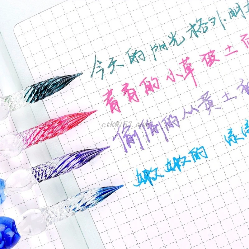 Crystal Glass Dip Pen Set Non-carbon Ink Fountain Signature Pen Writing Tools