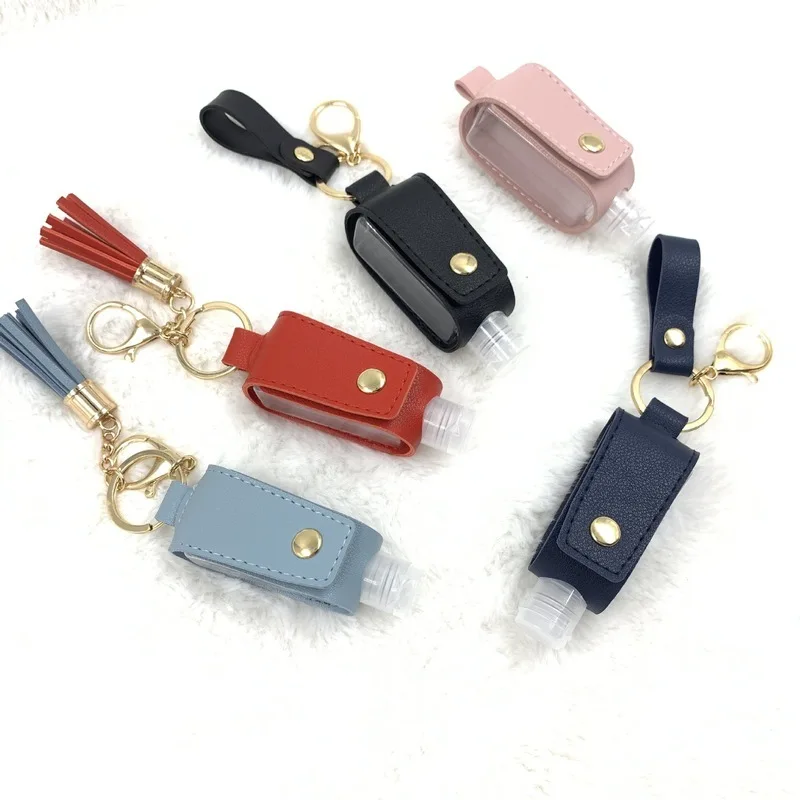 1PCS 30ml Mini Hand Sanitizer Dispenser Bottle Hand PU Holder Portable Holder Travel Shampoo Soap Keychain Bottle Travel