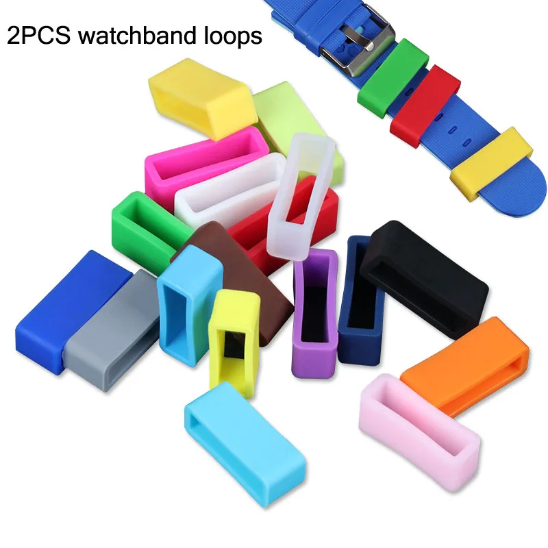 2PCS Colorful Silicone Watch Strap Loop 12 14 16 18 19 20 21 22 24 26mm Watch Band Rubber Ring Loops Accessories Clasp Holder