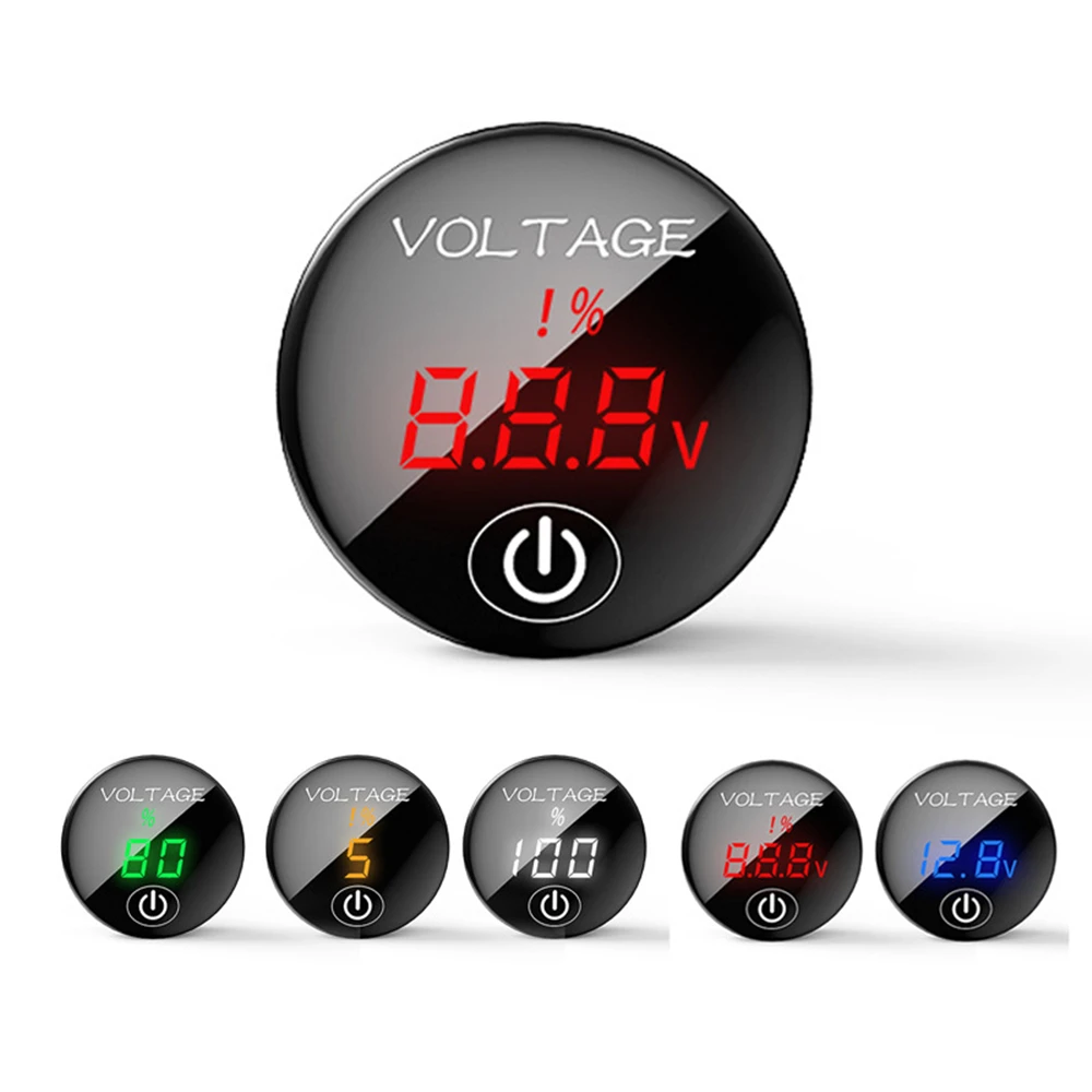 DC 5V-48V Car Motorcycle LED Panel Digital Voltage Voltmeter Meter Battery Capacity Display Volt With Touch ON OFF Switch