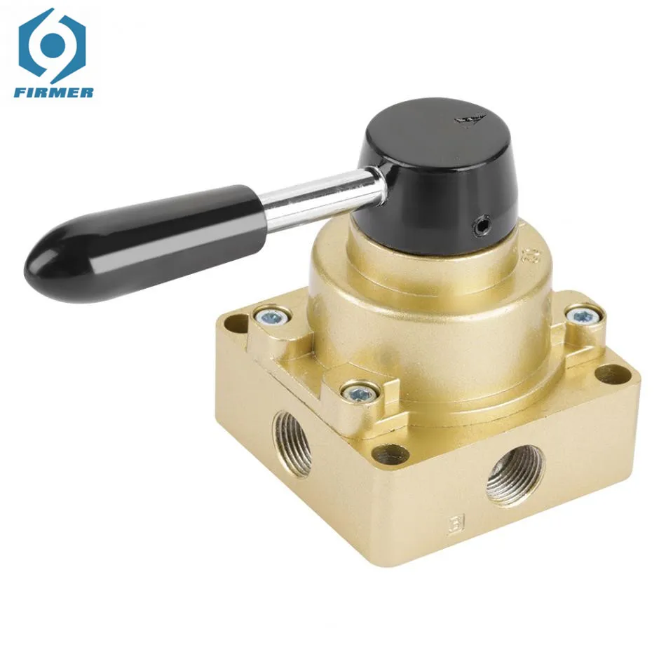 Pneumatic Valve HV-03 G3/8 3 Positions 4 Ways Pneumatic Air Flow Control Rotary Hand Lever Valve