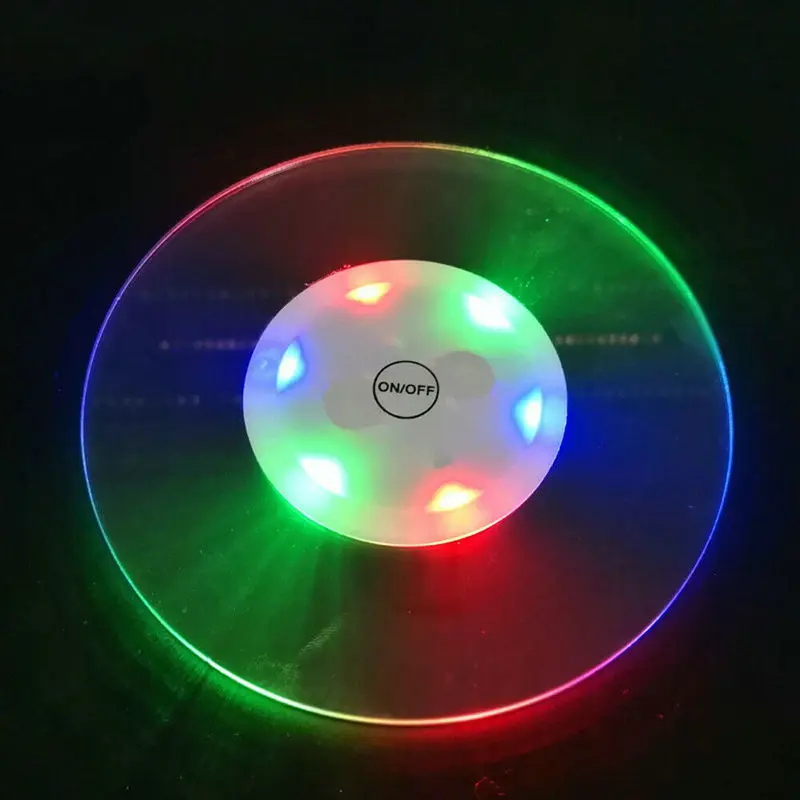 

Waterproof LED Coaster Ultra-Thin Bottle Cup Mat Lighting-Up Round Beer Wine Glass Drinking Bottle Luminous Bar Club party decor