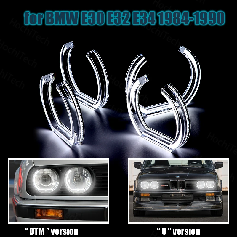 

DTM U Shape Light Day Light LED Angel Eyes Kit Halo Ring DRL for BMW E30 E32 E34 1984-1990 Crystal Angel Eyes