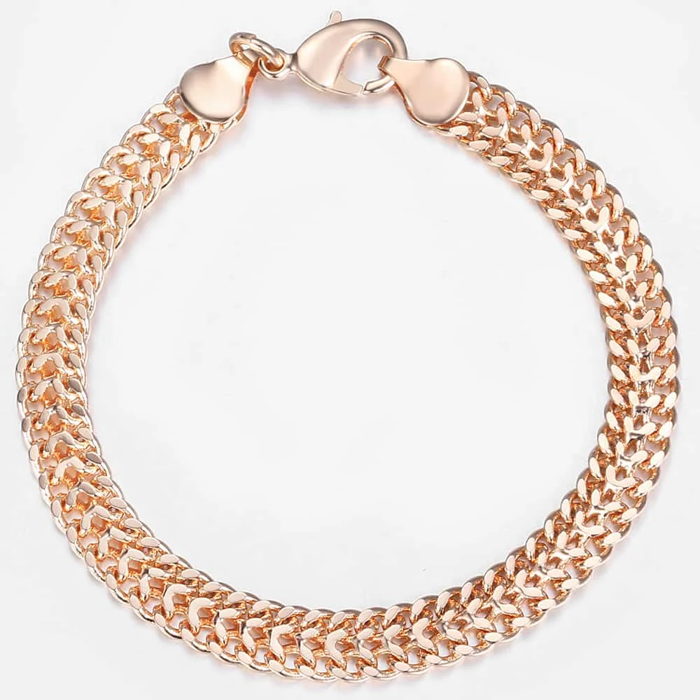 6mm Bracelet for Mens Womens Swirl Link Chain Wristband Rose Gold Color Bangle Fashion Jewelry  20cm 8inch CB09A