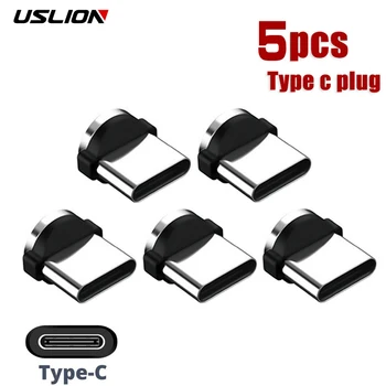 USLION 5PCS 유형 C 마이크로 USB 마그네틱 플러그 휴대 전화 교체 부품 내구성 유형 C 변환기 충전 케이블 어댑터
