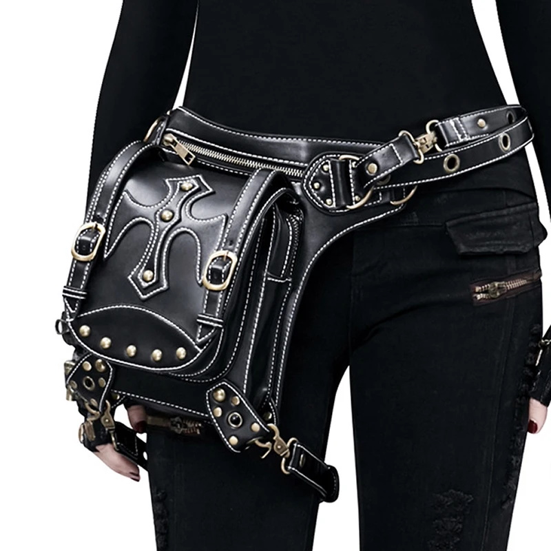 

Steampunk Waist Leg Bags Women Victorian Style Biker Bag for Male Motorcycle Thigh Hip Hop Belt Packs Messenger Shoulder Purse