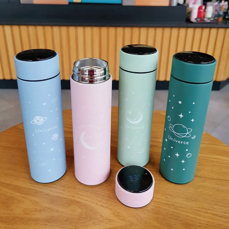 starry  Thermal Bottle Display Temperature Mug Stainless Steel Food Thermos For Tea Water Bottle With Heating Travel lovely Cups