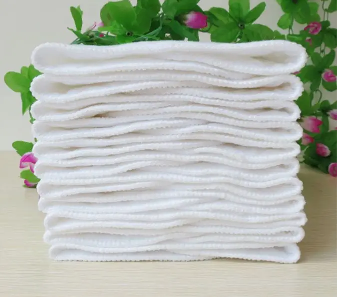 10pcs Washable Reusable Baby Cloth Diapers Nappy Inserts Cotton 3 Layers Baby Nappies Cloth Diaper Insert