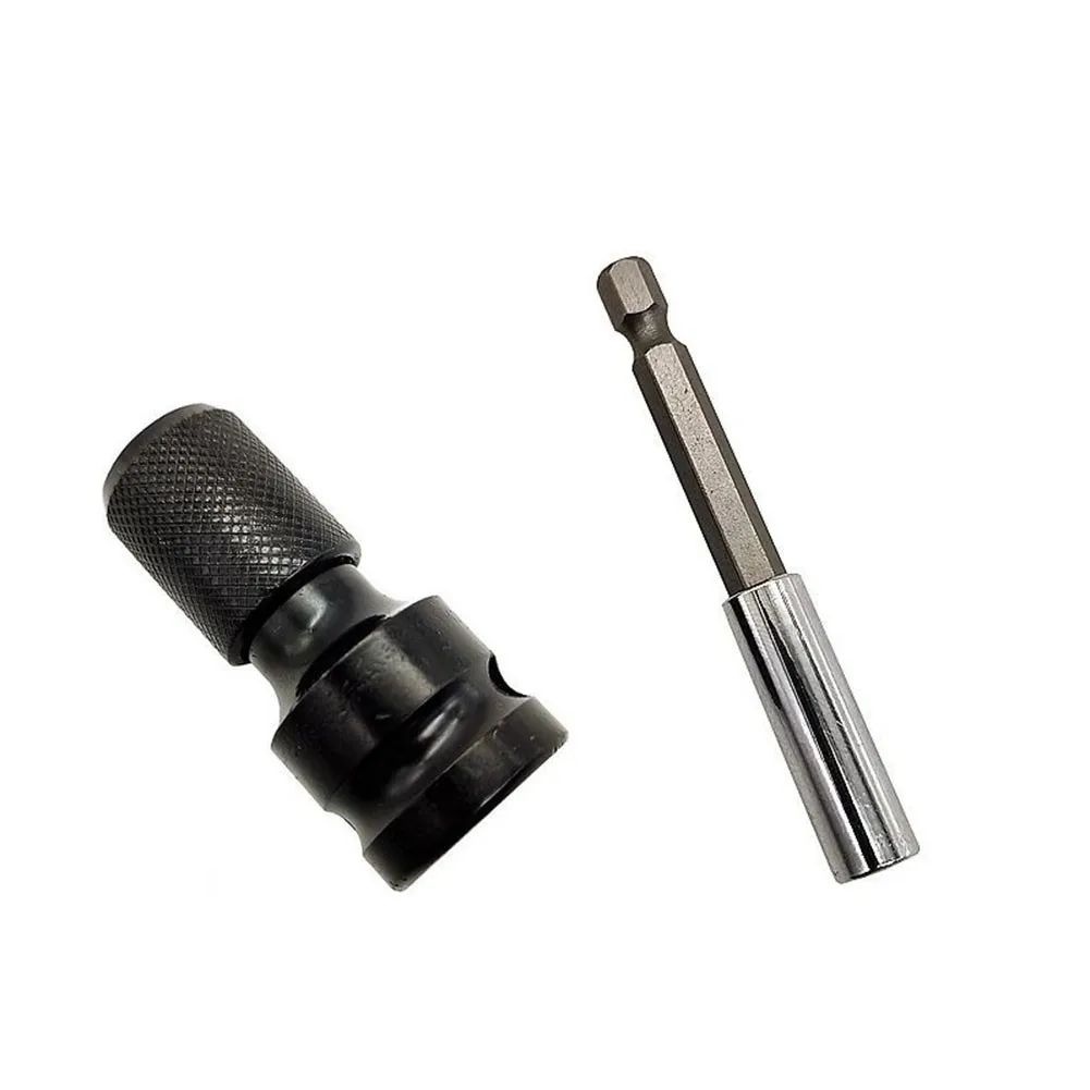 1/2 Square Female Drive To 1/4 Hex Socket Converter Adapter W/ 75mm Bit Holder For Power Impact Wrench