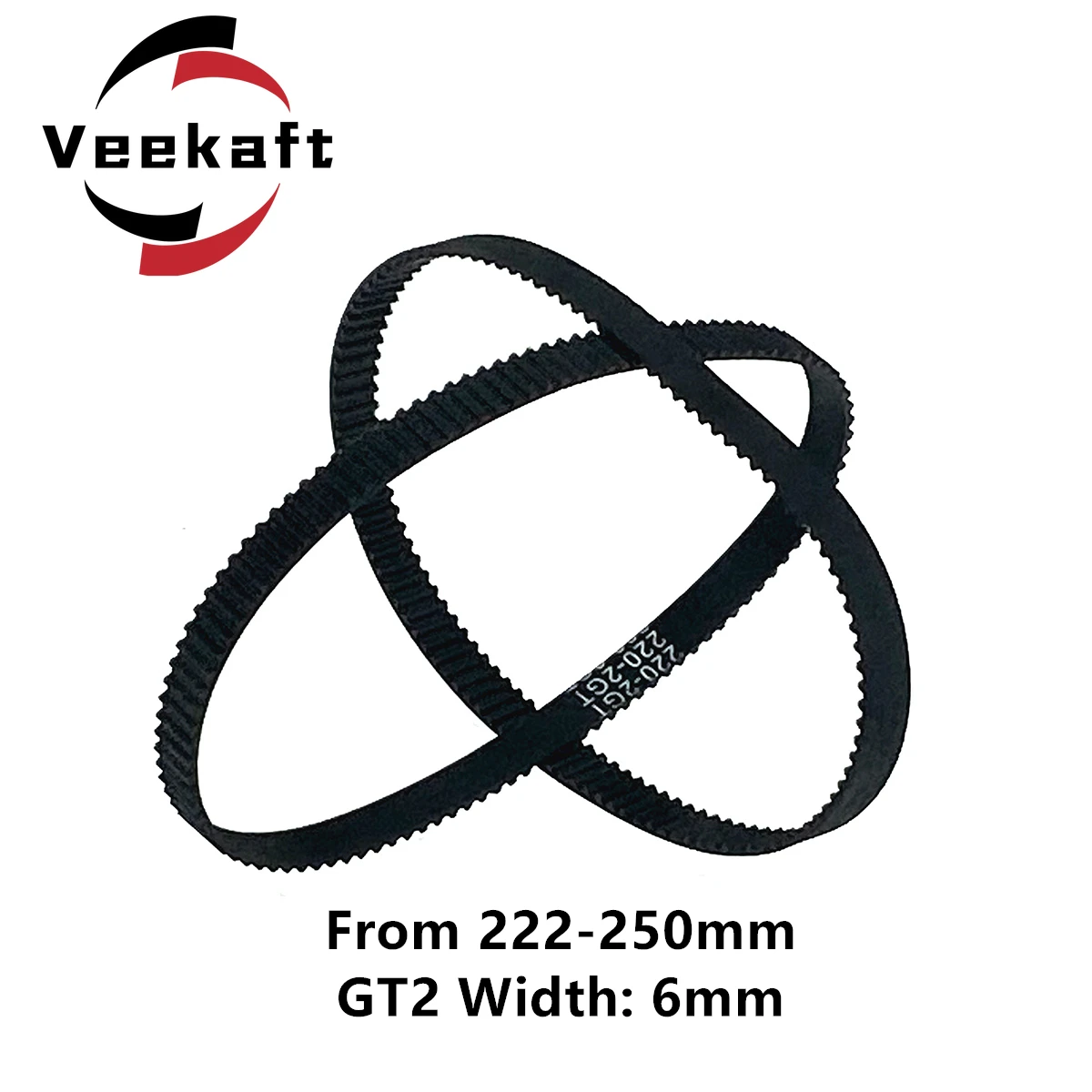 1pc 3D Printer Parts GT2 6mm Closed Loop Rubber Timing Belt 222 224 226 228 230 232 234 236 238 240 242 244 246 248 250mm 2GT