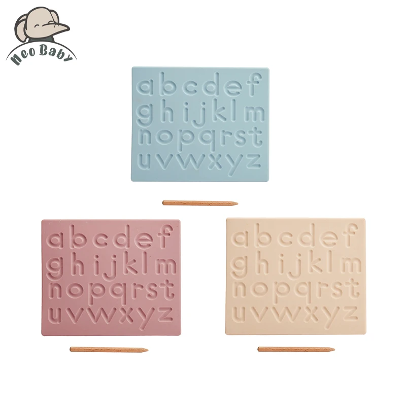 Planche d'alphabet Montessori en Silicone pour enfants, jouets éducatifs pour bébés, tapis de suivi d'écriture, produit cognitif d'apprentissage