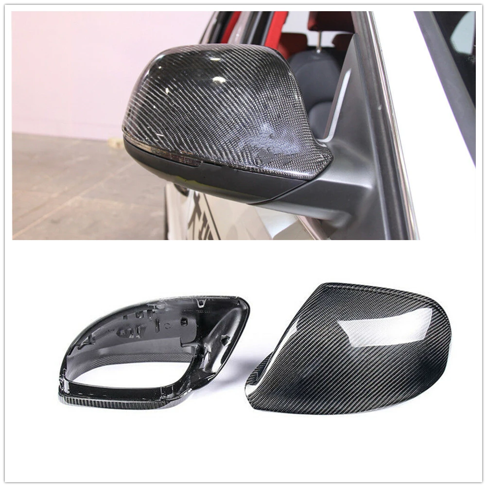 Mirror Cover For Audi Q5 SQ5 8R 09-16 Q7 4L 10-15 With Lane Assist Exterior Side Carbon Fiber Rearview Rear View Cap Case Shell 