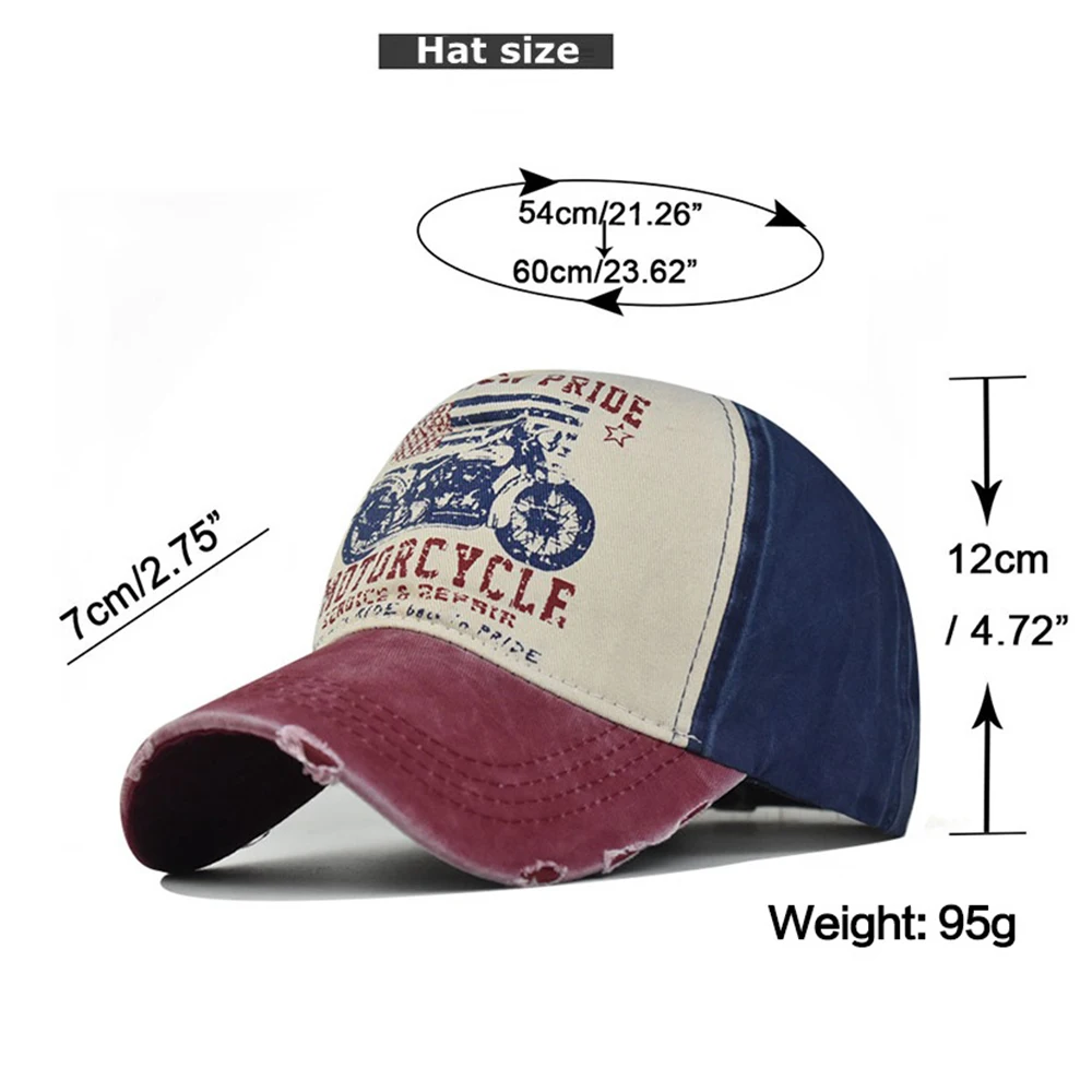 FS Vintage Red Blue Motorcycle Print Denim Caps Brand British Baseball Hat For Men Women Streetwear Trucker Cap Bones Masculinos