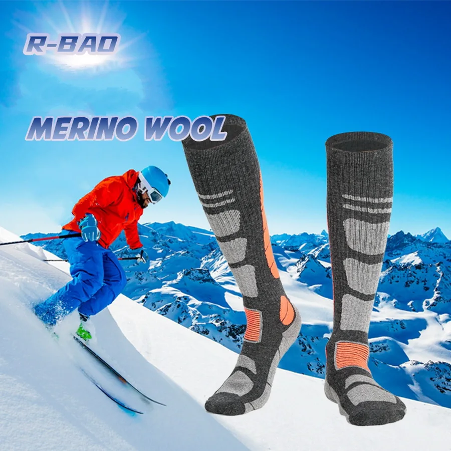 1 Pair Merino Wool Thermal Socks Men Women Winter Long Warm Compression Socks For Ski Hiking Snowboarding Climbing Sports Socks