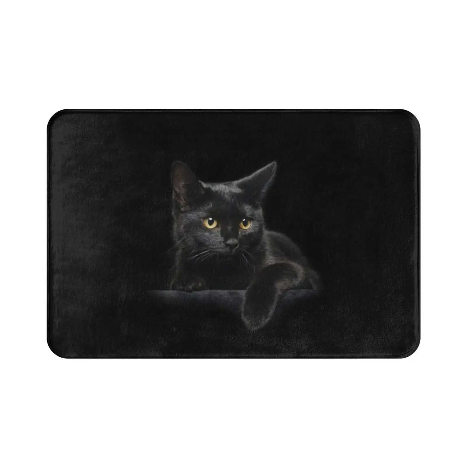 Black Cat Carpet Mat Rug Cushion Soft Non-Slip Animal Black Black Cat Cat Close Up Cute Cute Black Cat Domestic Face