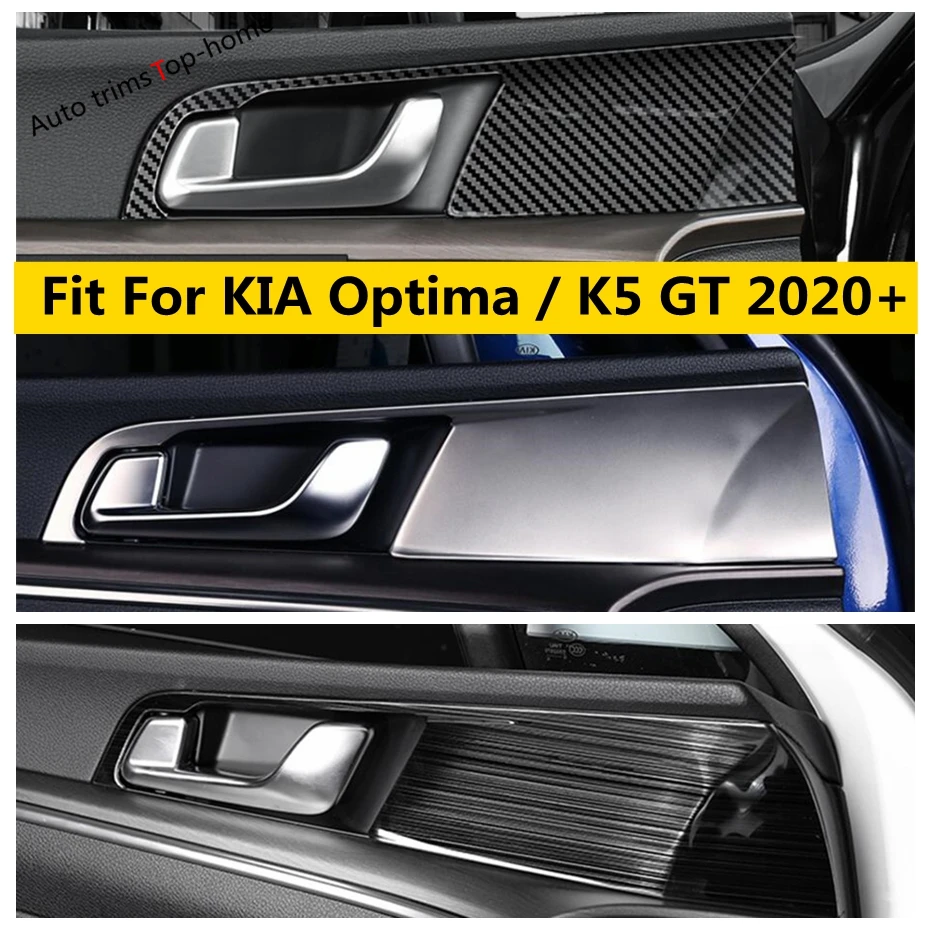 

Stainless Steel Interior Rear Door Tail Gate Handle Bowl Cover Trim Carbon Fiber Accessories For KIA Optima / K5 GT 2020 - 2022