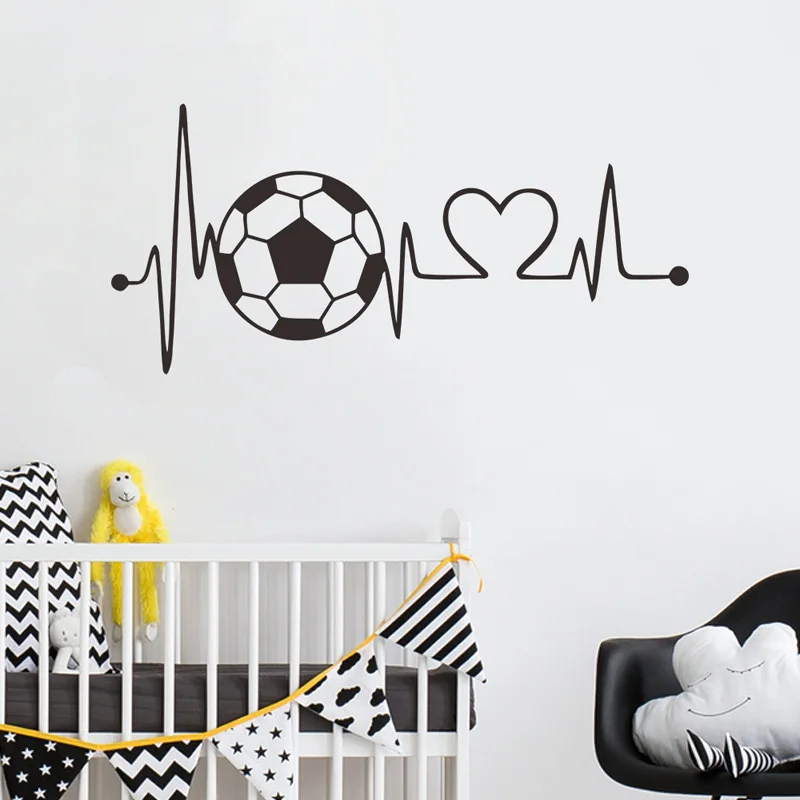 Football Heartbeat Wall Sticker Sports Football Bedroom Background For Home Decoration Kids Boy Room Wallpaper Creative Stickers