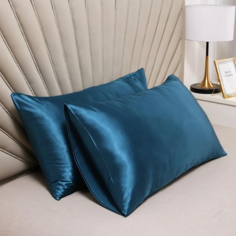 

1PC Pure Emulation Silk Satin Pillowcase For Bed Summer Smooth Cool Sleeping Pillowcases High Quality Envelope Pillow Cover