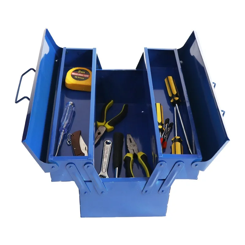 iron-suitcase-tools-box-professional-complete-toolbox-empty-metal-side-opening-double-handle-storage-three-dipper