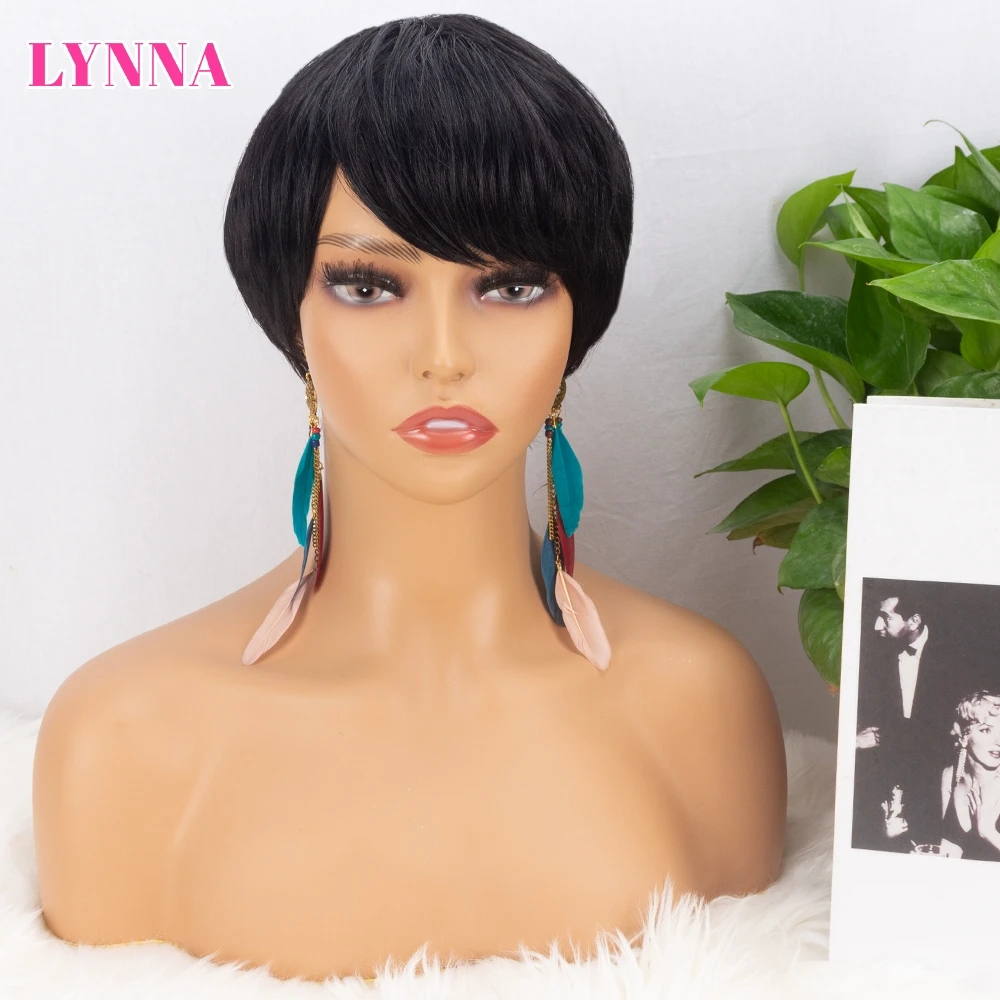 

Short Human Hair Wigs Pixie Cut Straight Remy Brazilian Hair for Black Women Machine Made Highlight Color Cheap Glueless Wig