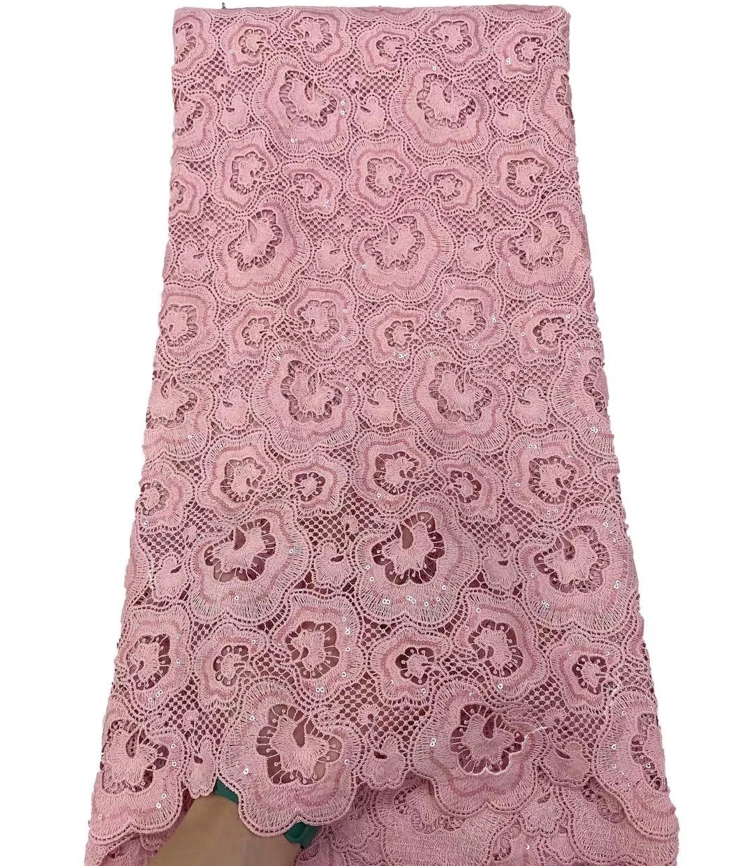 

African Lace Fabric Guipure Lace with Sequins Embroiderey Cord Lace Fabric High Quality Nigeria Lace Fabric TS9781