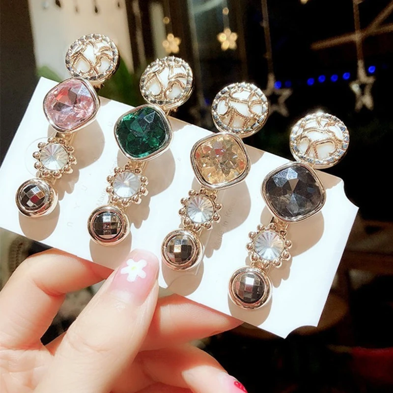Ins Korean Crystal Barrettes for Women 2022 Fashion Geometric Crystal Hair Clips Hairpins Hair Accessories Jewelry Bobby Pins
