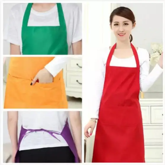 2022 New Hot Fashion Thicken Cotton Blend Sleeveless Apron Anti-wear Cooking Kitchen Bib Women Men Aprons With Pocket для кухни