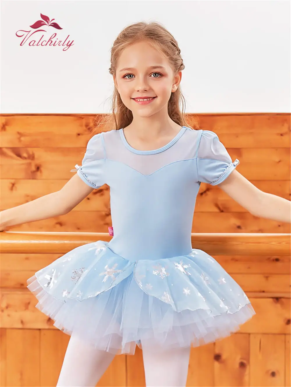 Ballerina Dress Girls  Snowflake Costume Classical Dance Costume Ballet Loetard Swimsuit for Kids