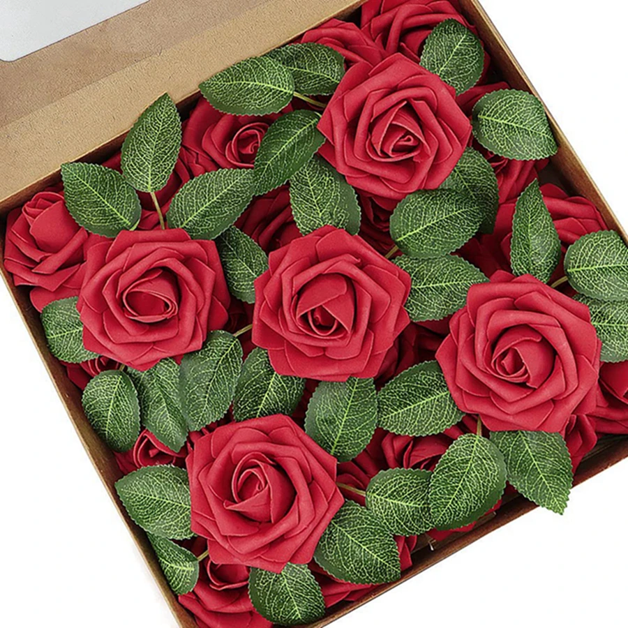 50Pcs Silk Rose Leaves Christmas Decorations Home Diy Gifts Candy Box Wedding Decorative Flowers Wall Wreaths Artificial Plants