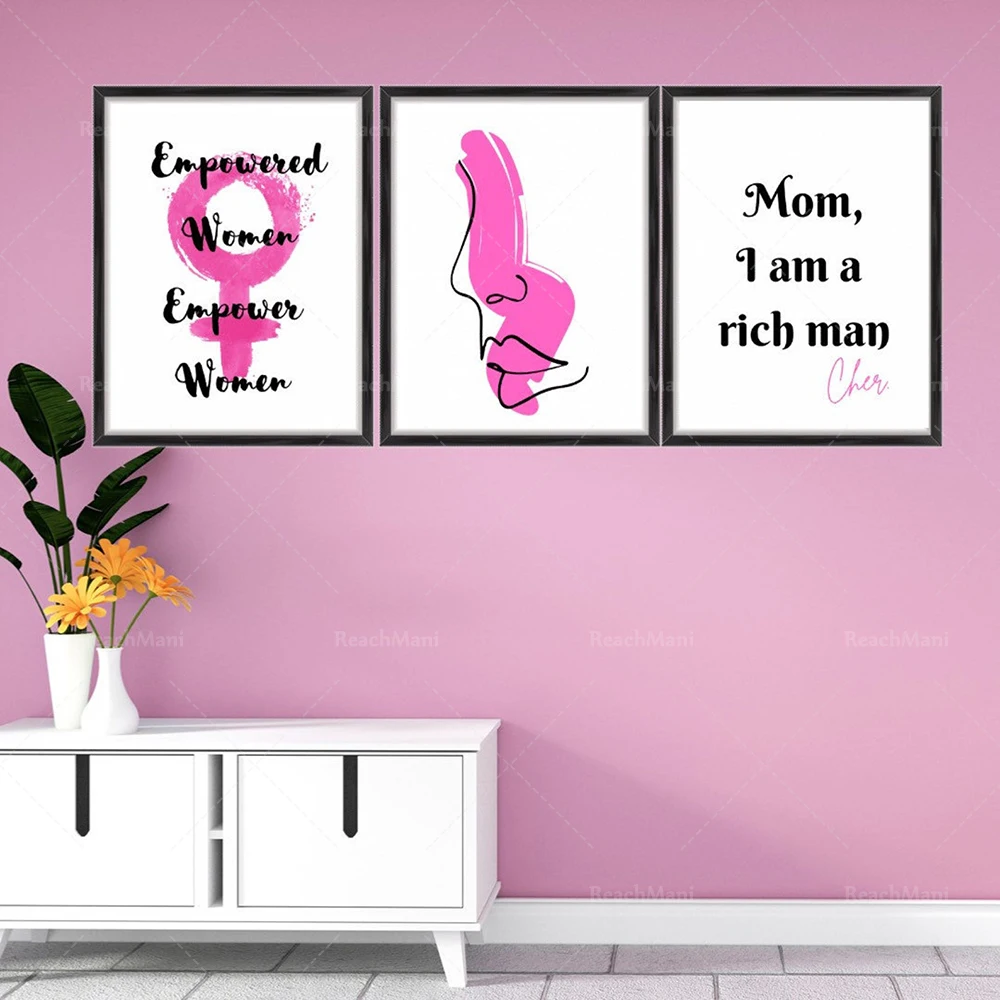 Affiche imprimée concepiste pour la décoration intérieure, impression rose, impression Girl Power, donner du pouvoir aux femmes, citations concepistes, impression nordique