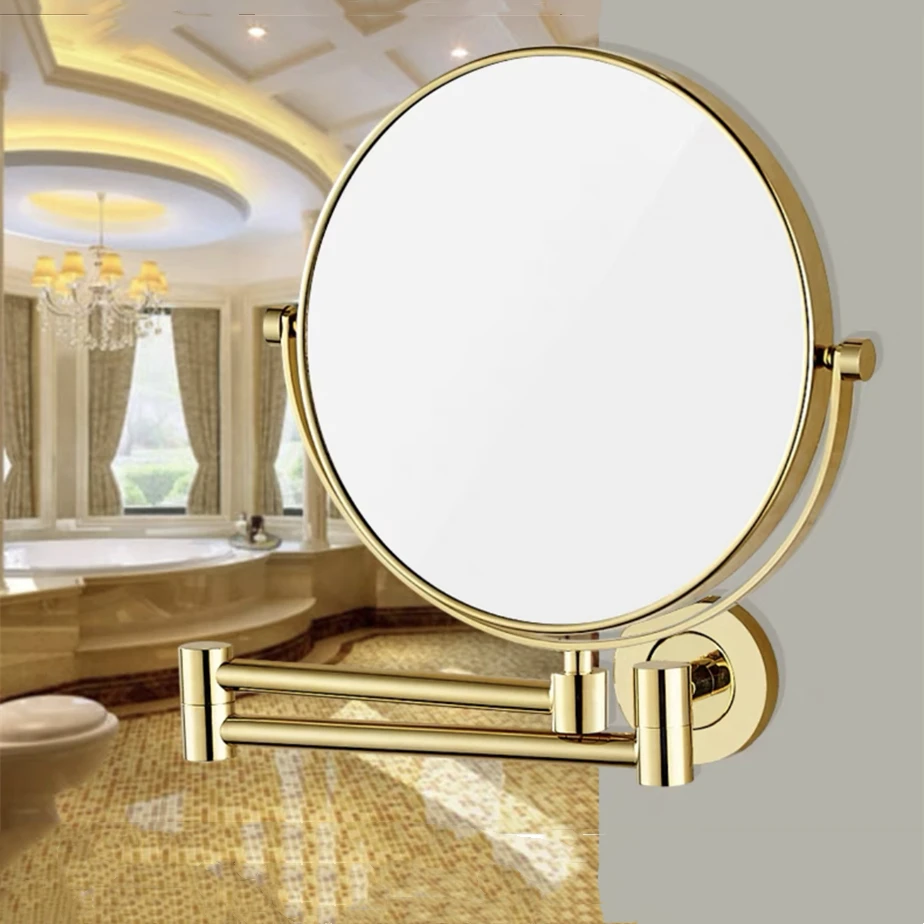 

Makeup Mirror Black/Chrome Brass 3 Magnification Wall-mounted Folding HD Beauty Mirrors Dual Sided 8 Inch Cosmetic Round Mirror