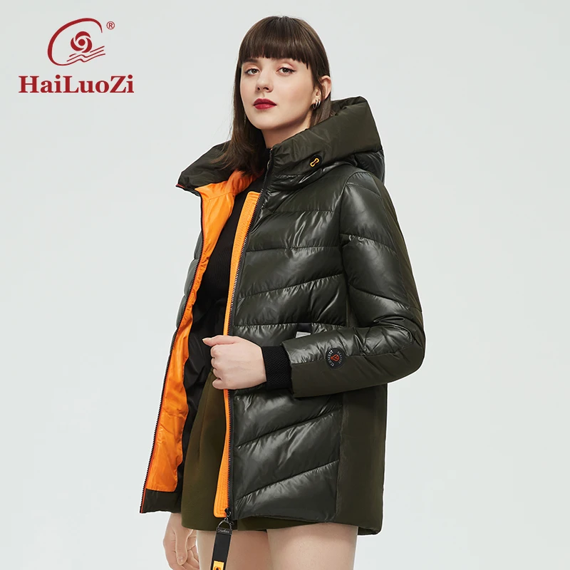 HaiLuoZi 2022 New Winter Jacket Women's Collection Warm Fashion Jacket With Unusual Design and Colors Coats Hooded Parkas 886