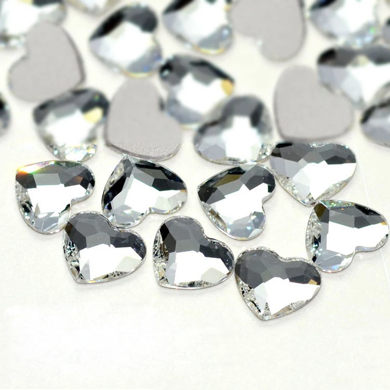 100 Stück Herzförmige Strass-Kristalle mit Flacher Rückseite für Nagelkunst 3D Luxus-Dekorationen Glitzer Maniküre DIY Nagelcharms Schmuck – Detail 8