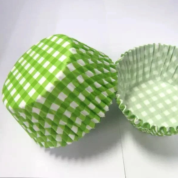 50X Ginham Cupcake Liners Blue Striped Green Grid Baking Muffin Box Cup Case Tray Cake Mold Wrapper Holder Chevron Cupcake Cups