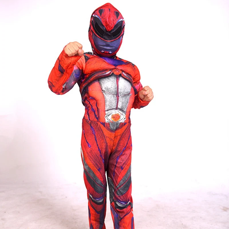 

high quality children red blue muscle costume Ranger costume mask brave warrior online costume clothes for kid